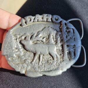 Idaho Bull Elk Belt Buckle Mountains Hunting Nature Vtg 80s Siskiyou TMG .PCB907